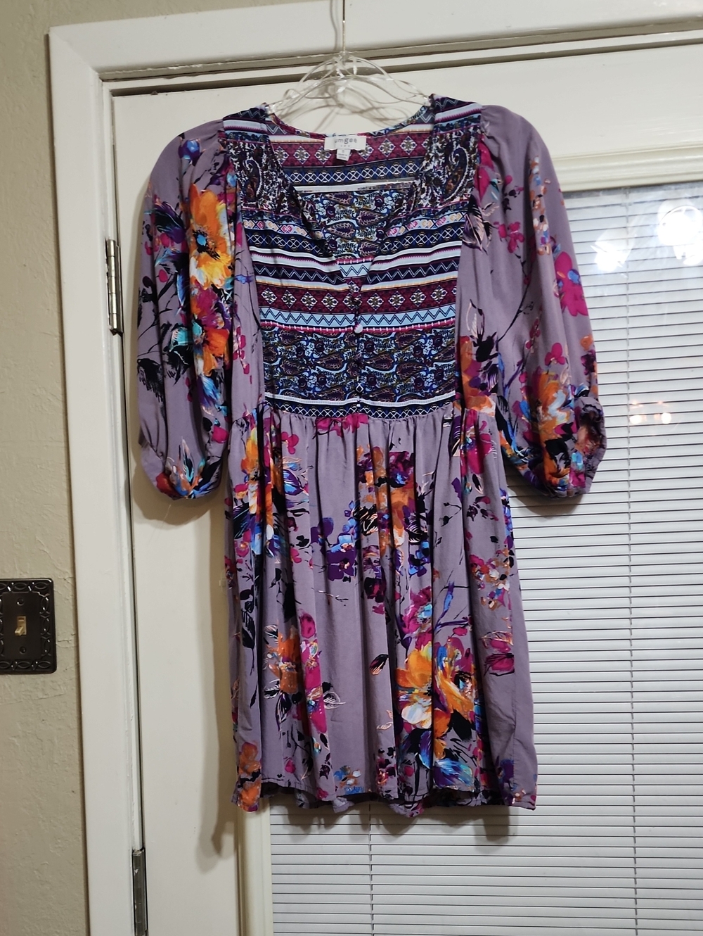 Floral Lavender Boho Smocked Dress Or Blouse